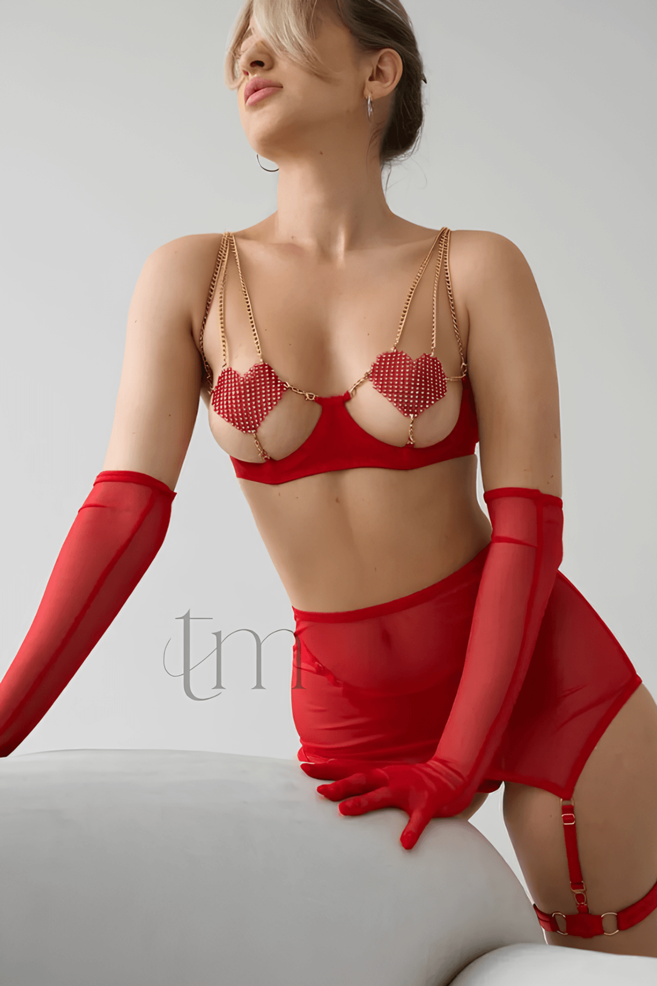 🔥 Conjunto de lencería sensual - transparente con cadena en forma de corazón y malla transparente TALLA UNIVA (S- L)😳 - 🔥 Solo por hoy con envio gratis y un 30% de DCTO 🔥