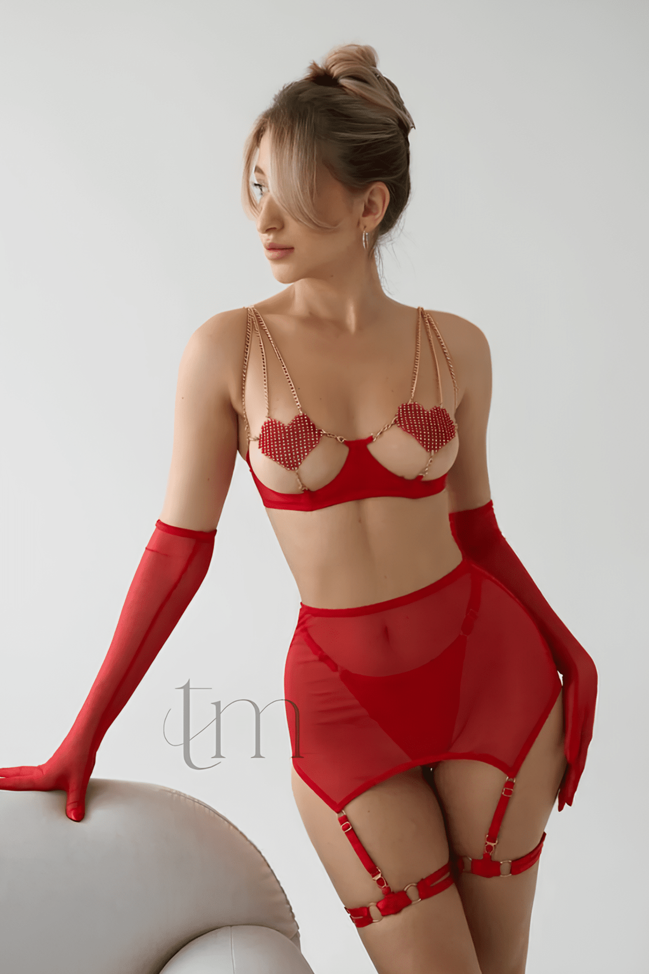 🔥 Conjunto de lencería sensual -  transparente con cadena en forma de corazón y malla transparente TALLA UNIVA (S- L)😳 - 🔥 Solo por hoy con envio gratis y un 30% de DCTO 🔥