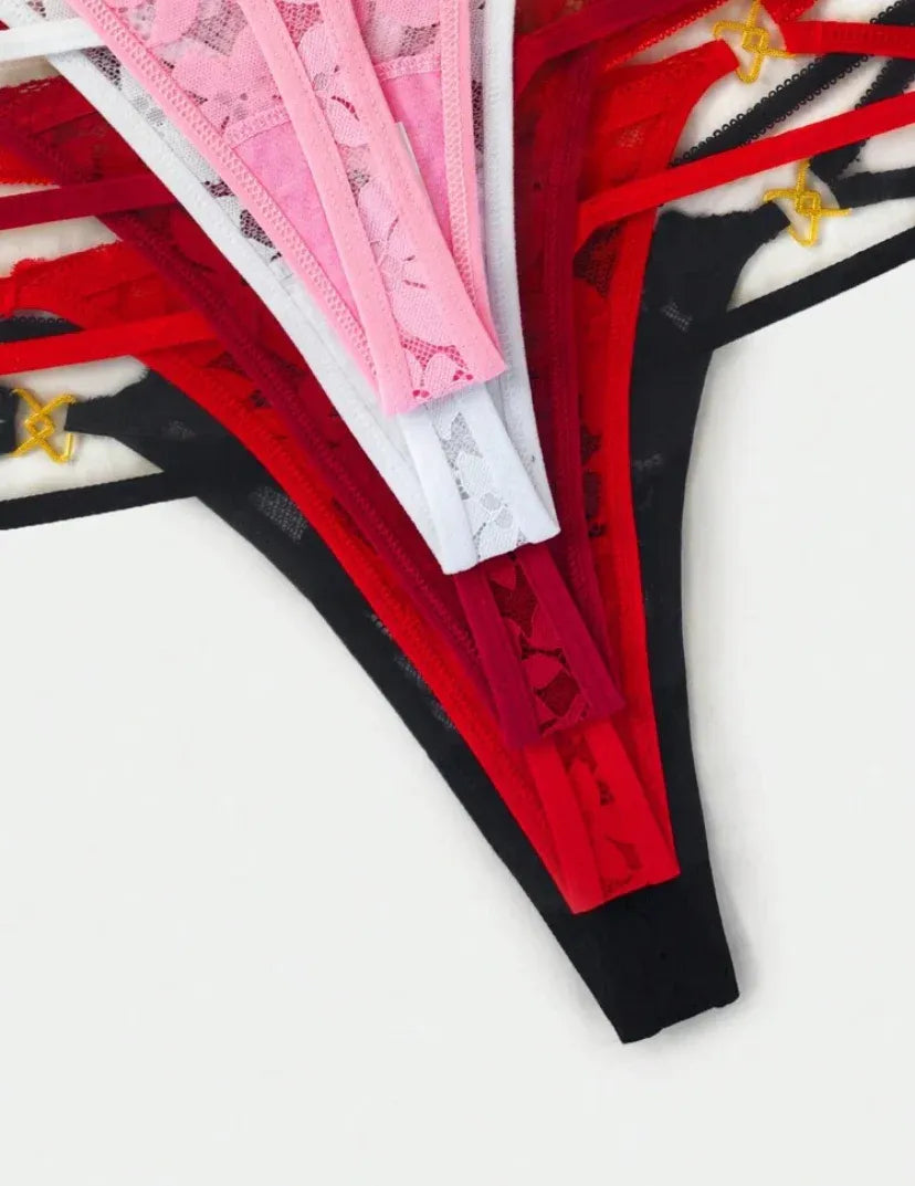 Juego de tangas de encaje románticos y sexys para mujer AJUSTABLE 🔥 SOLO POR HOY PAGA 2 Y LLEVA 3 CON ENVIO GRATIS 🔥