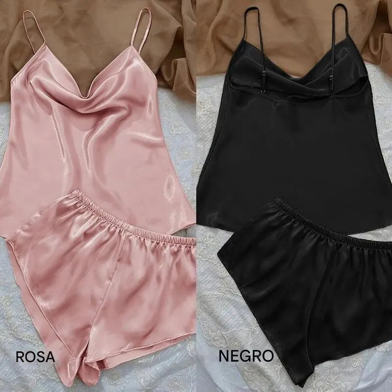 Pijama de satín con tacto de seda para mujer - Comodidad y estilo todas las noches 🔥 Solo por hoy con el 50% de DCTO