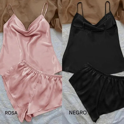 Pijama de satín con tacto de seda para mujer - Comodidad y estilo todas las noches 🔥 Solo por hoy con el 50% de DCTO